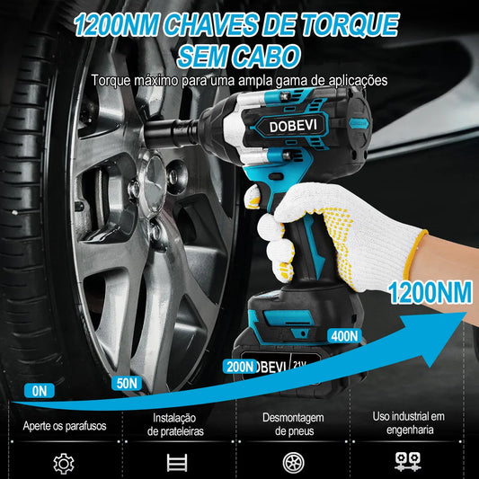 Chave de Impacto Elétrica Sem Fio 1200N·m – 1/2", Brushless