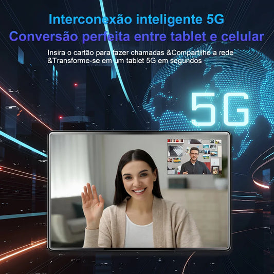 Tablet Pad 7 PRO 2025 – 10,1" 4G LTE, Snapdragon 888, 12GB RAM + 512GB, Android 13, Wi-Fi, Bluetooth, GPS, Bateria 10000mAh