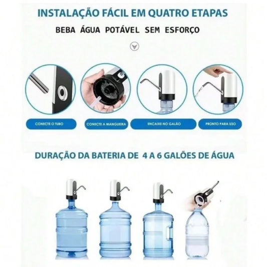 Bomba de Água Portátil – USB, Automática, Para Galão e Camping